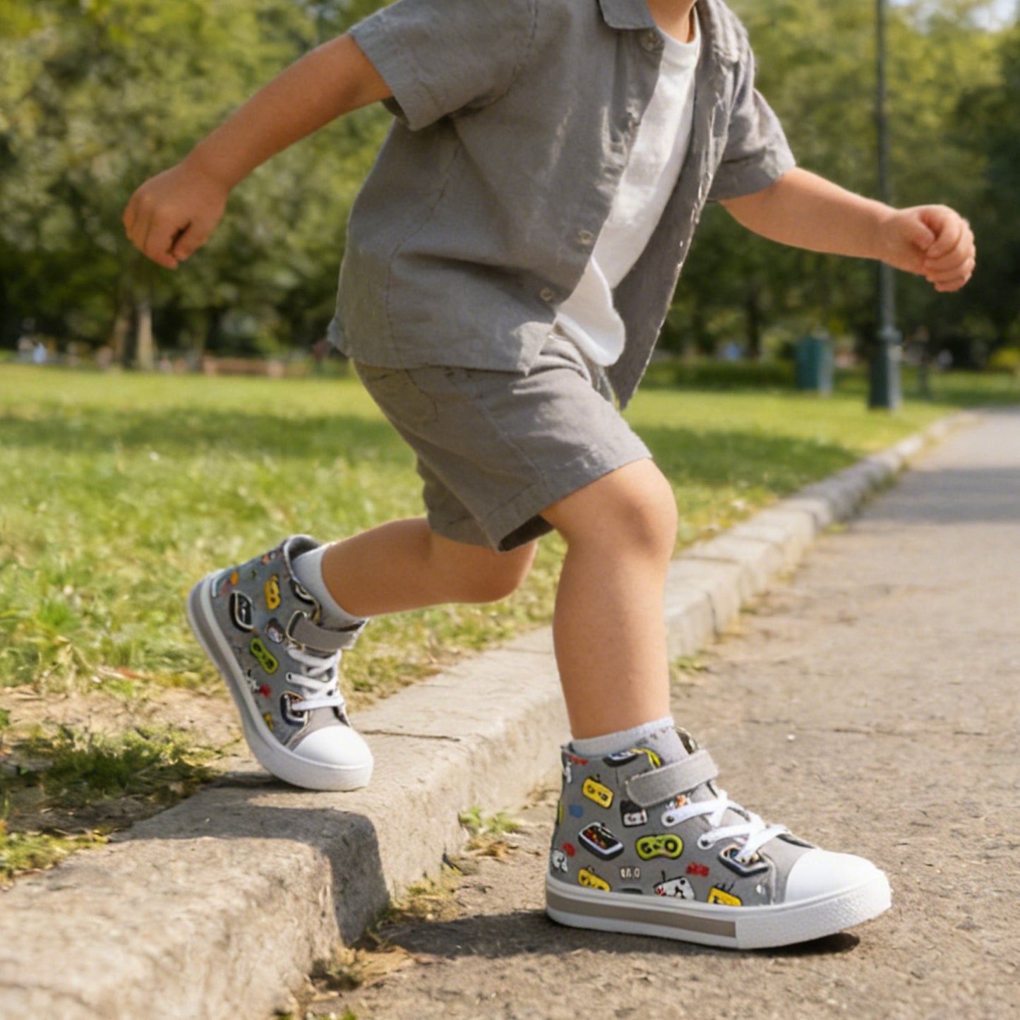 boys lightweight high top kids canvas shoes - funcoo