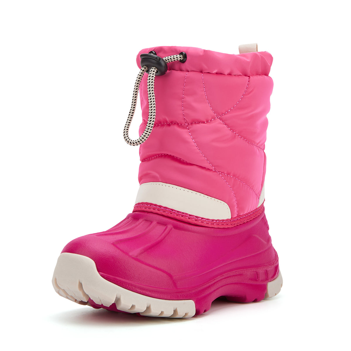 toddler boy pink and white color-blocking winter snow boots