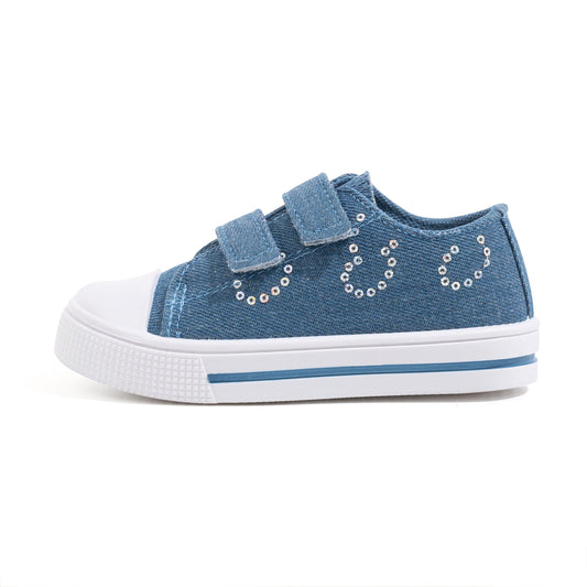 Denim Sequins Dual Straps Sneakers