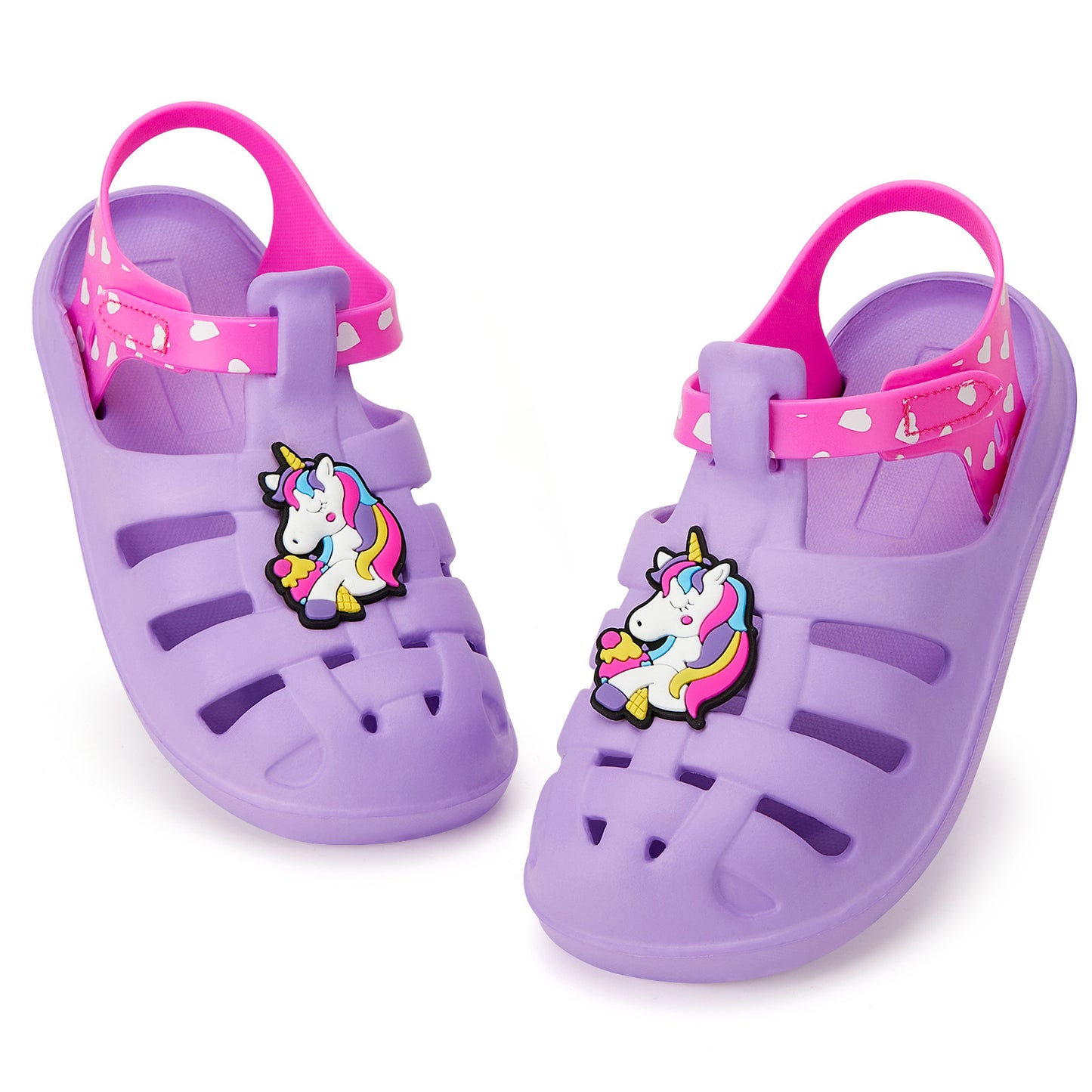 kids purple ice cream unicorn roman sandals - sweet magical beach shoes - funcoo