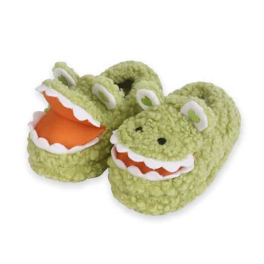 Toddlers Kids Fuzzy Slippers Boys Fluffy Slip On Warm House Slippers Green Crocodile