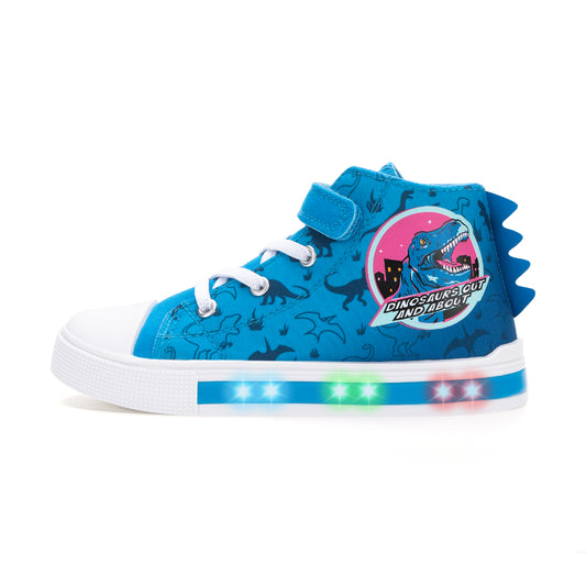 Velcro Dinosaurs Out And About Boys Light Up High Top Canvas Sneakers