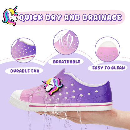 Kids Gradient Smiling Unicorn Summer Sandals - Rainbow Happy Face Beach Shoes - FUNCOO