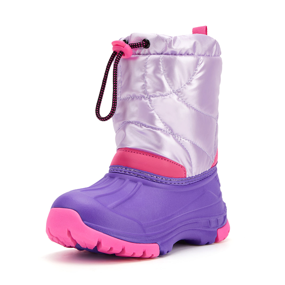 toddler boy purple and pink color-blocking winter snow boots