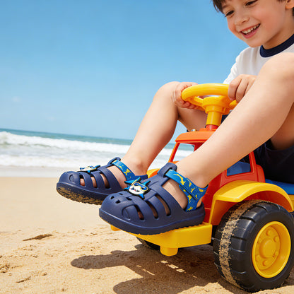 Kids Blue Diving Shark Roman Sandals - Ocean Shark Gladiator Beach Shoes - FUNCOO