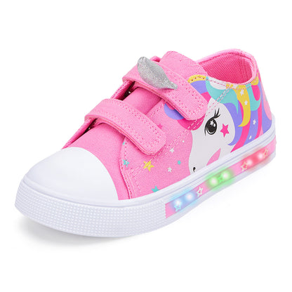 Light Up Dual Straps Canvas Shoes - FUNCOO