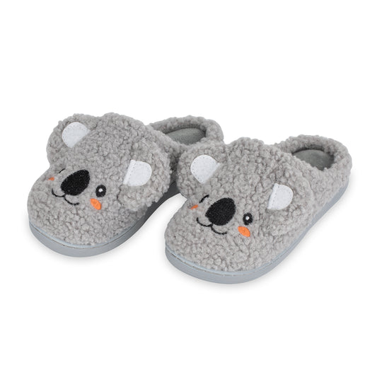 Grey Koala House Slippers Kids Lightweight Fuzzy Home Shoes