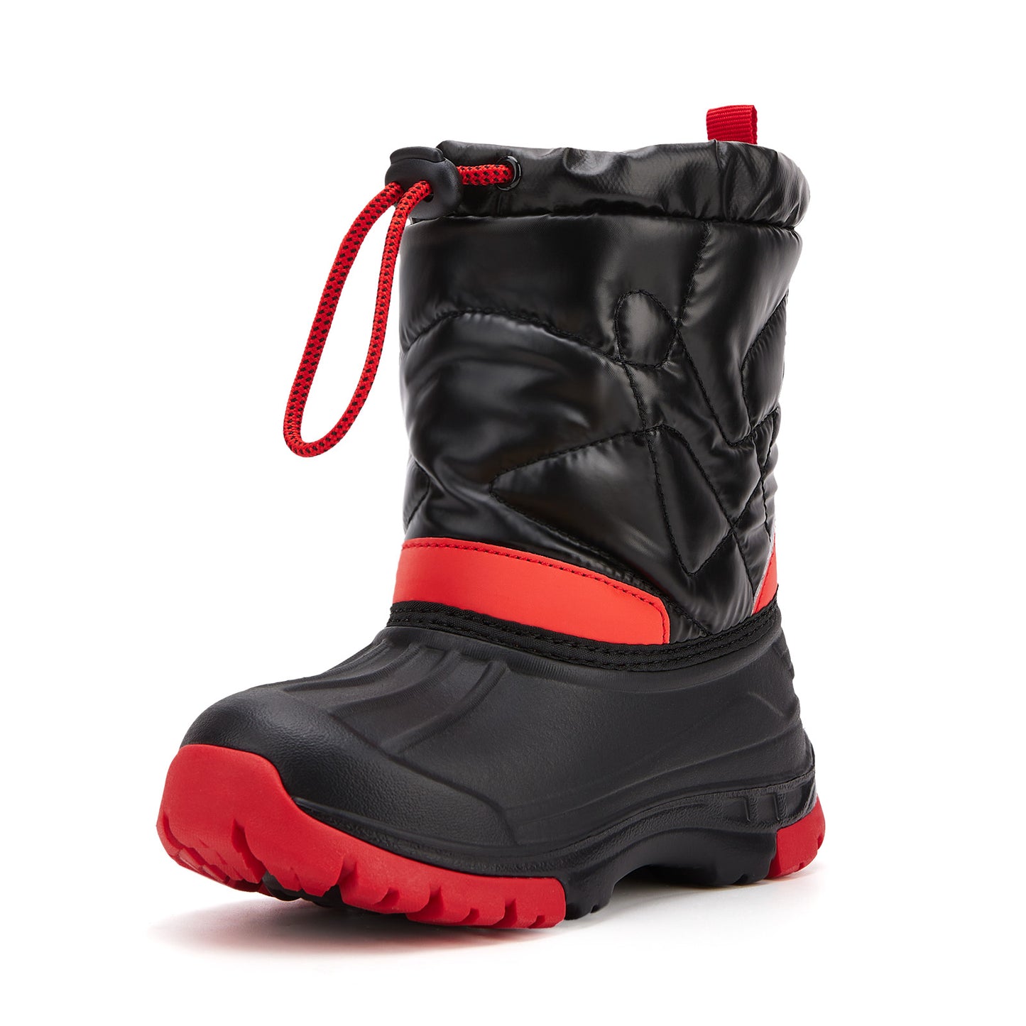 toddler boy black and red color blocking winter snow boots