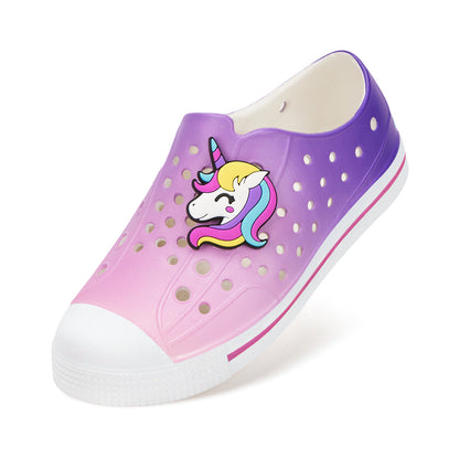 Kids Gradient Smiling Unicorn Summer Sandals - Rainbow Happy Face Beach Shoes - FUNCOO