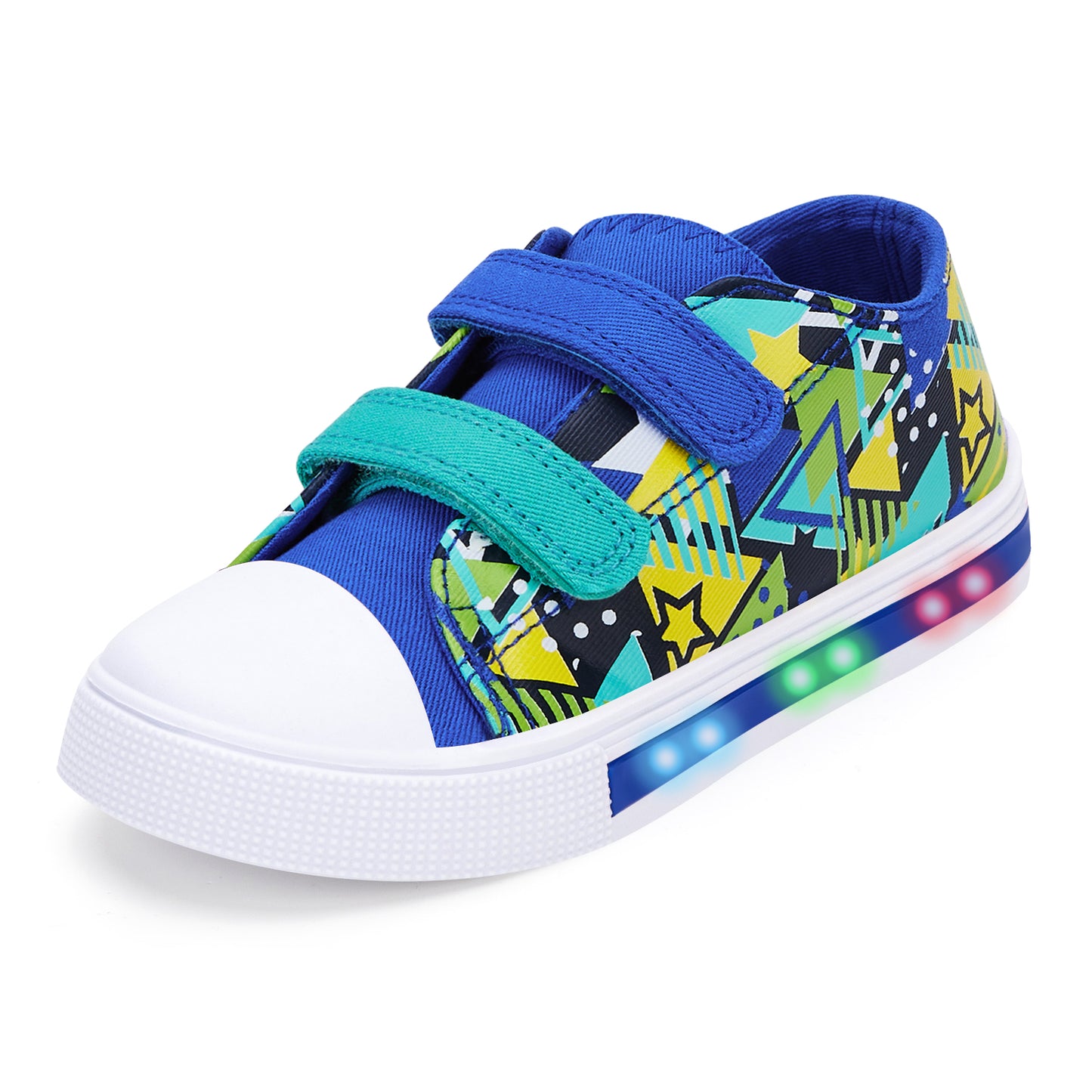 light up dual straps canvas shoes - funcoo