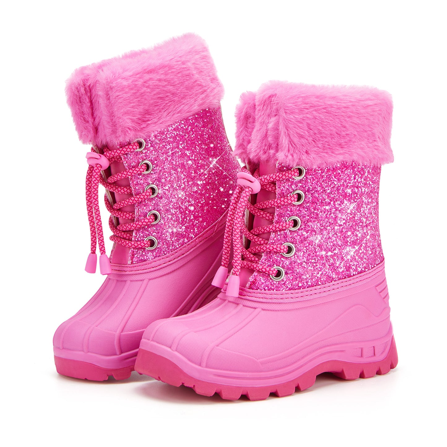 toddler girls rose-pink glitter winter snow boots