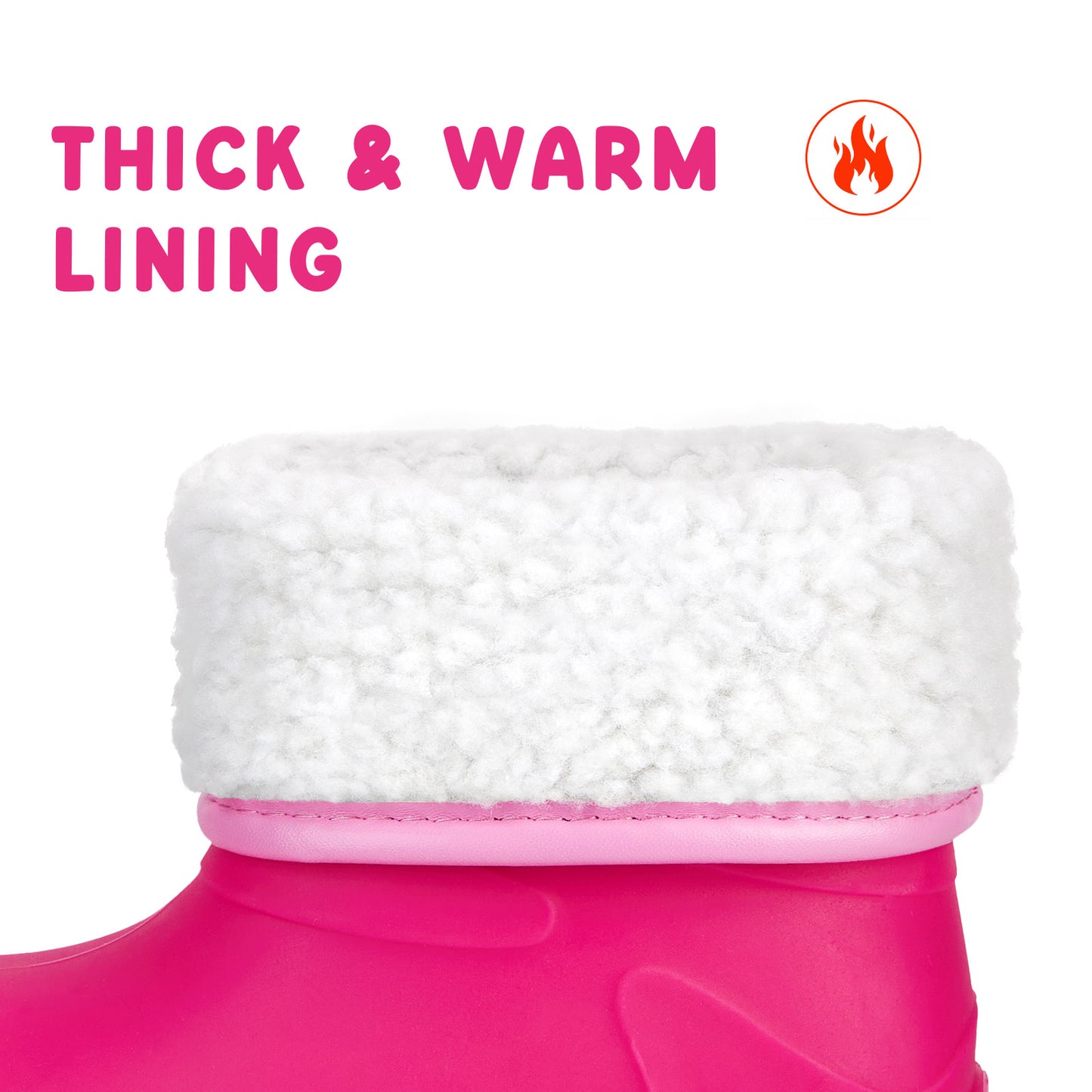kids hot pink winter insulated rain boots