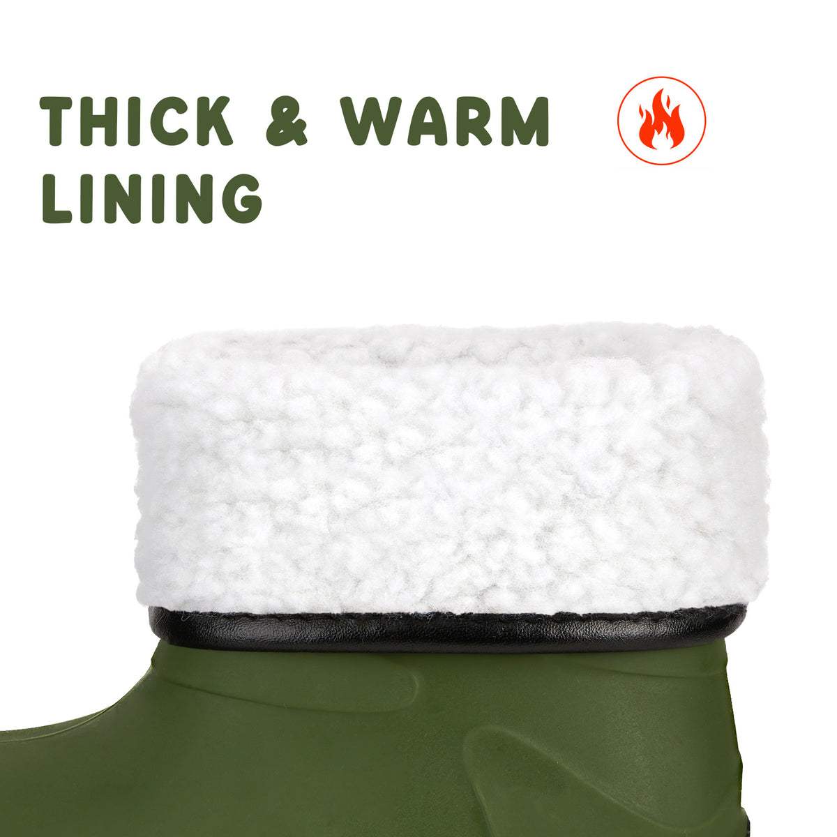 kids green winter insulated rain boots