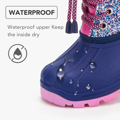 Toddler Girls Navy Glitter Winter Snow Boots