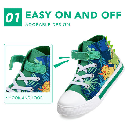 Boys Green Dragons Lightweight High Top  Kids Sneakers - FUNCOO