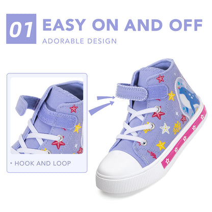 Girls Light Up High Top Canvas Sneakers - FUNCOO