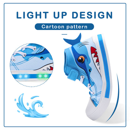 Boys Light Up High Top Canvas Sneakers - FUNCOO