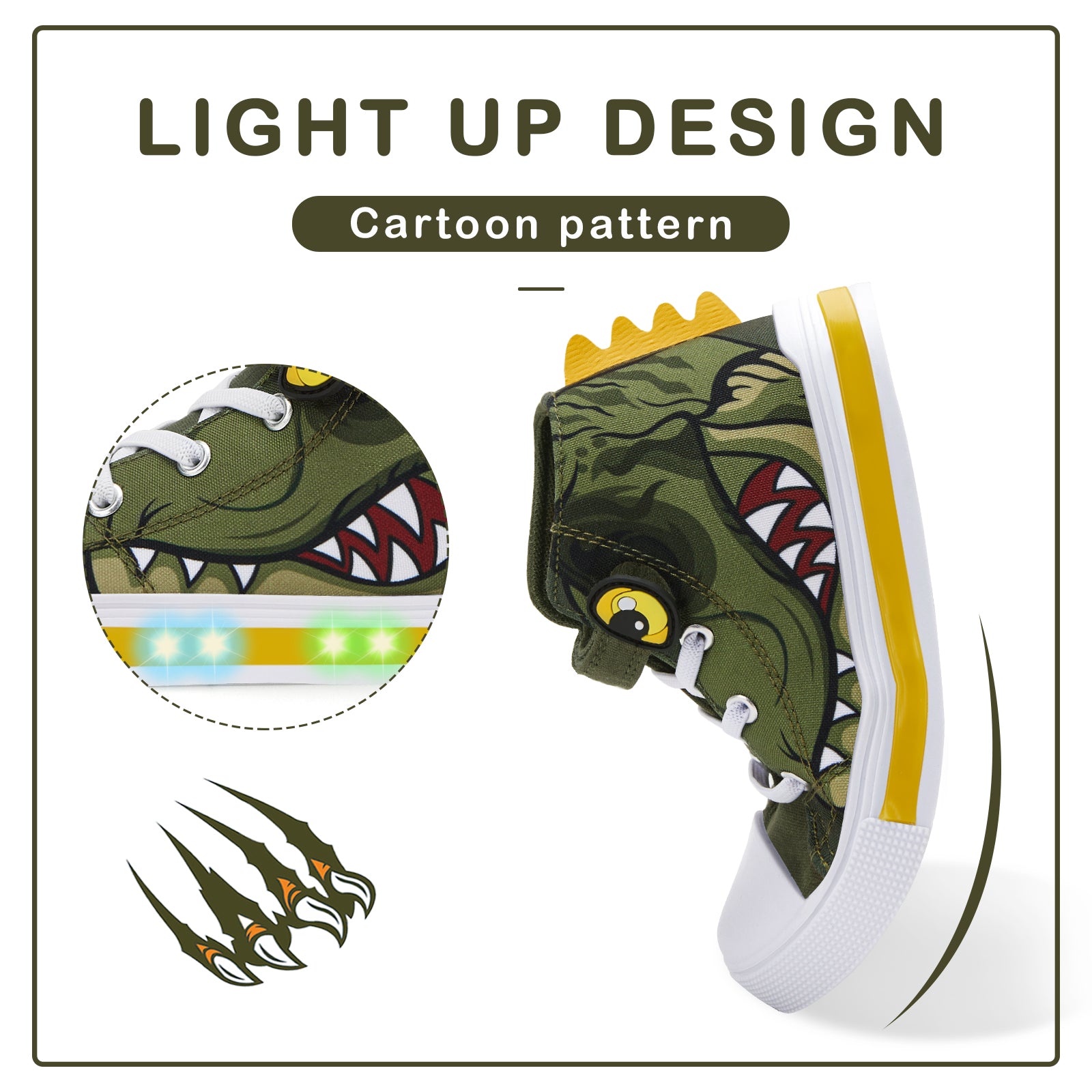 EUXTERPA Boys Light Up High Top Canvas Sneakers - FUNCOO