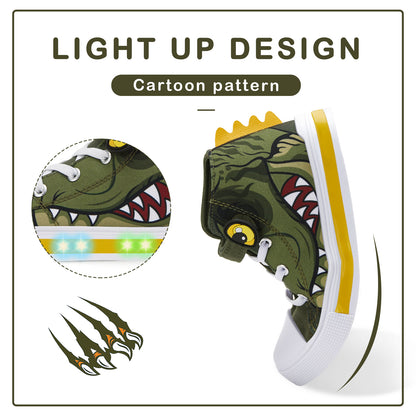 EUXTERPA Boys Light Up High Top Canvas Sneakers - FUNCOO