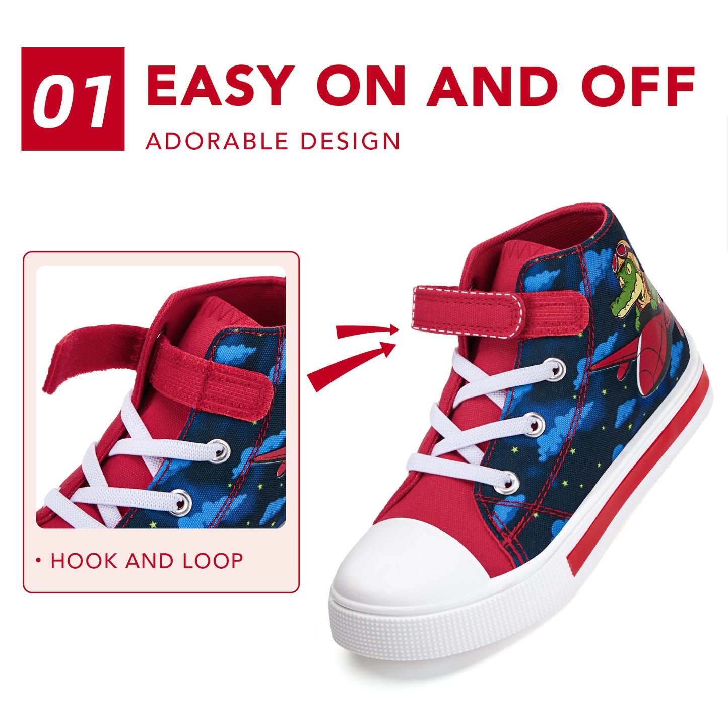 boys saffron flying crocodile lightweight high top  kids sneakers - funcoo