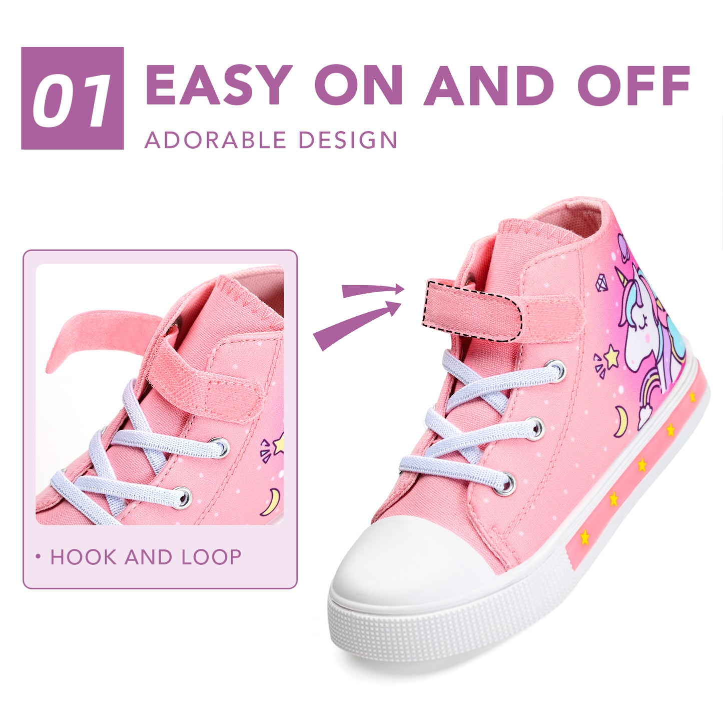light up high top canvas kids sneakers - funcoo