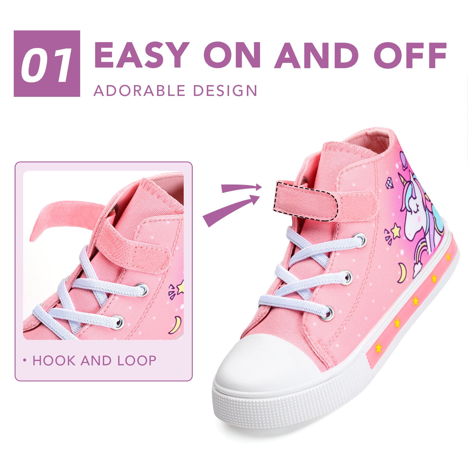 Light Up High Top Canvas Kids Sneakers - FUNCOO
