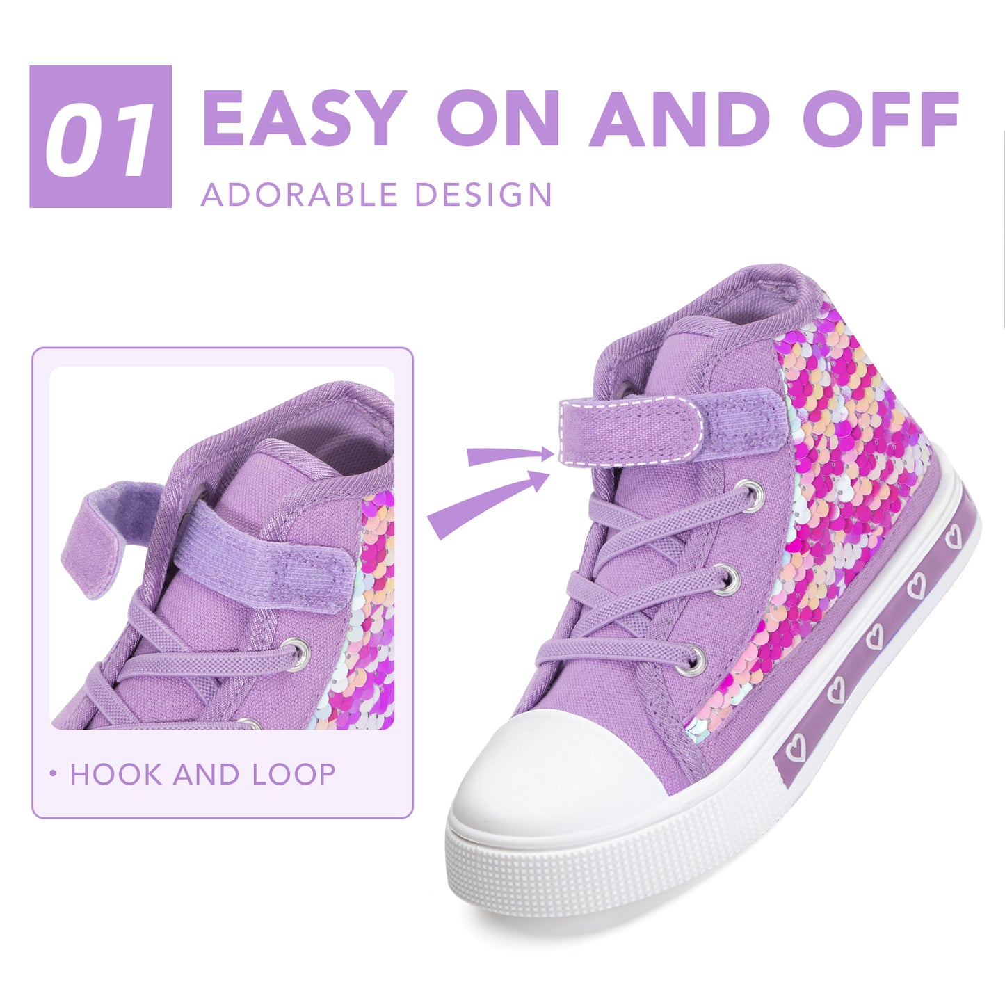girls light up high top canvas sneakers - funcoo