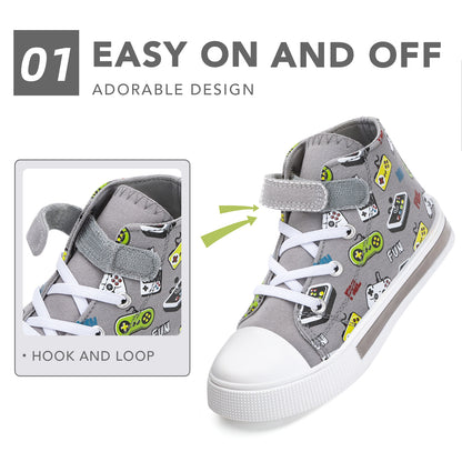 Boys Lightweight High Top Kids Canvas Shoes - FUNCOO