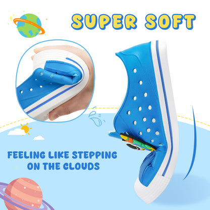 Kids Astronaut Summer Sandals - Solid Blue Space Explorer Beach Shoes - FUNCOO