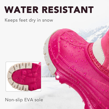 Toddler Boy Pink and white color-blocking Winter Snow Boots