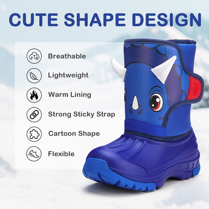 Toddler Boy Saffron-colored two-horned dinosaur Winter Snow Boots