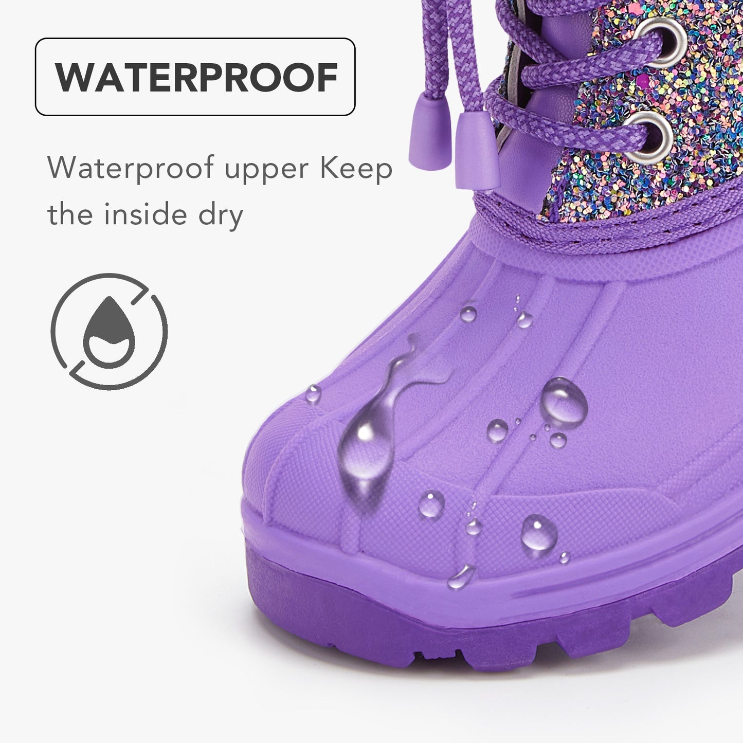 toddler girls deep purple glitter winter snow boots