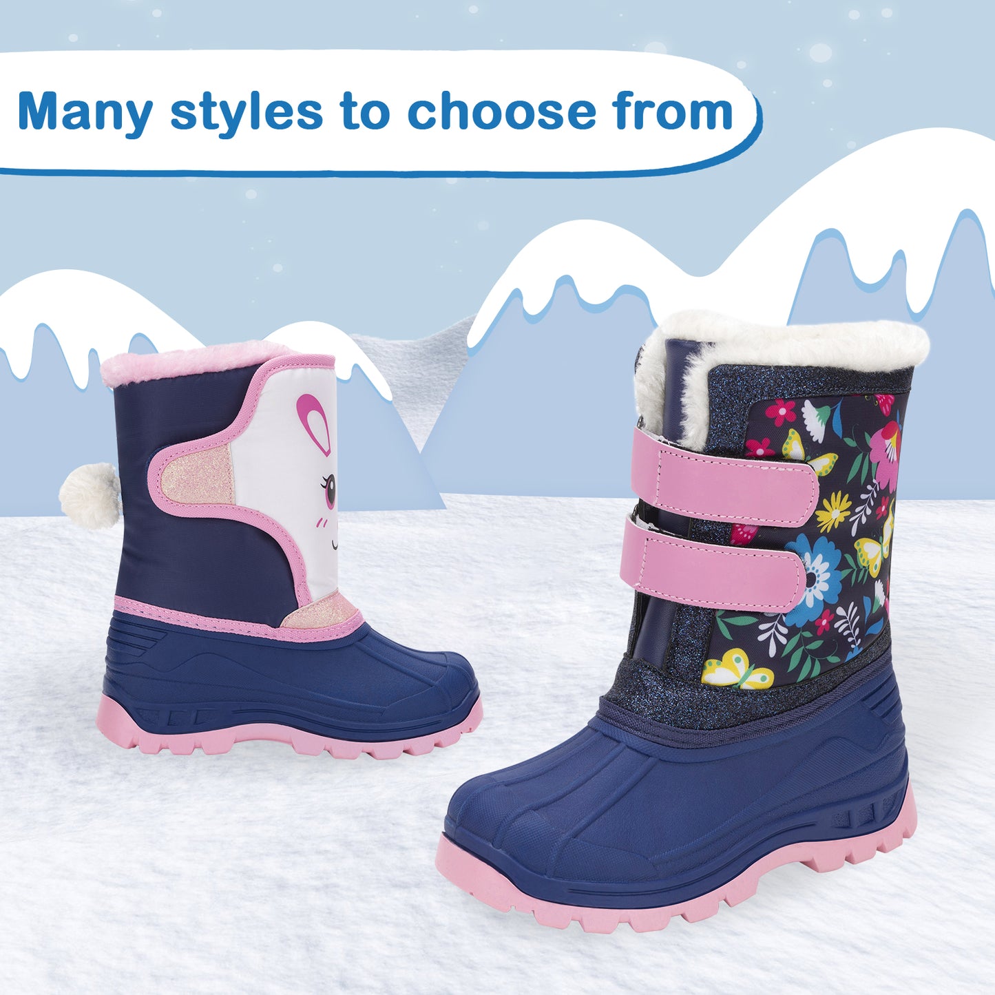 toddler girls flower winter snow boots - funcoo