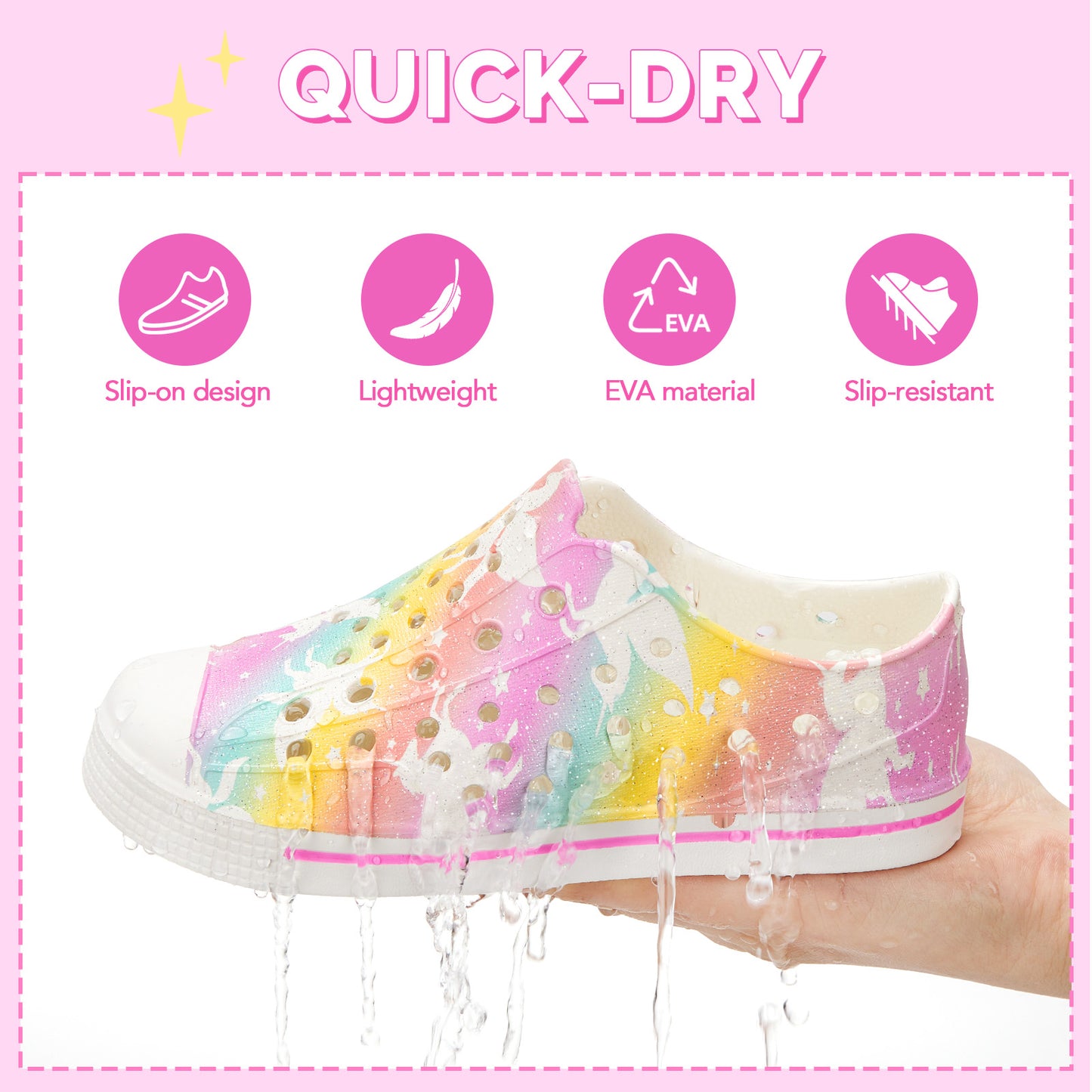 kids rainbow pegasus unicorn summer sandals - magical beach shoes - funcoo