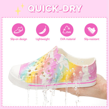 Kids Rainbow Pegasus Unicorn Summer Sandals - Magical Beach Shoes - FUNCOO