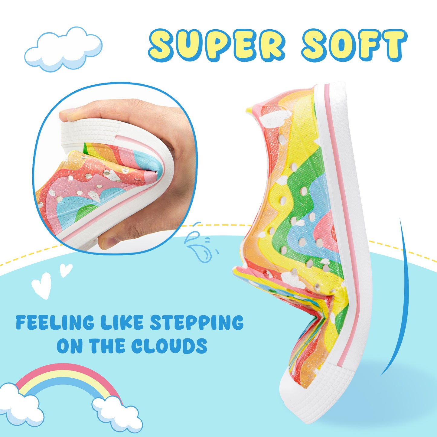 kids rainbow wave stripe summer sandals - colorful wavy beach shoes - funcoo