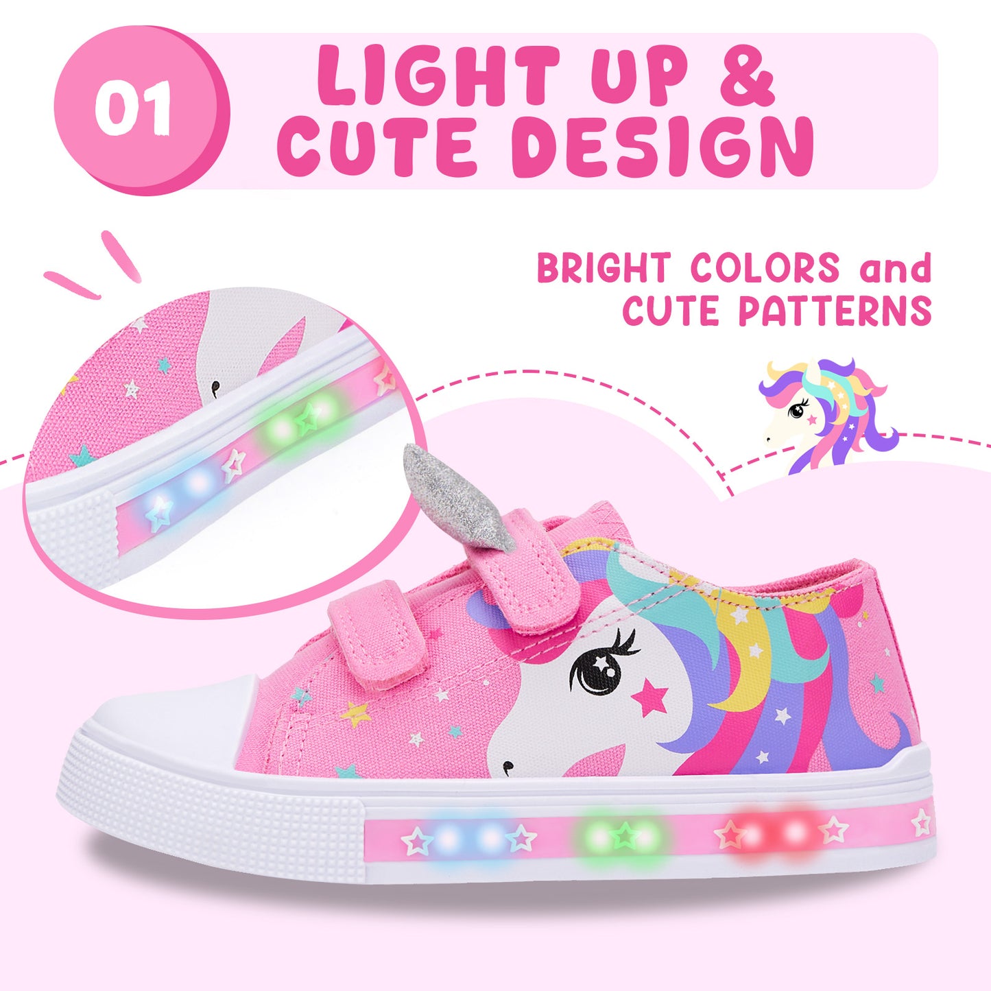 light up dual straps canvas shoes - funcoo