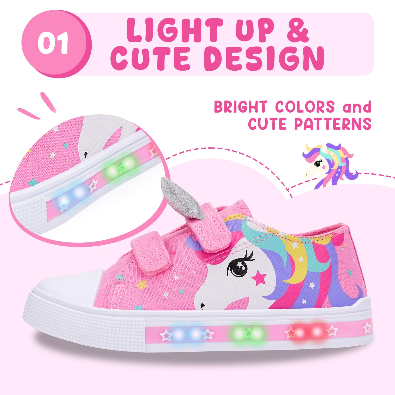 Light Up Dual Straps Canvas Shoes - FUNCOO