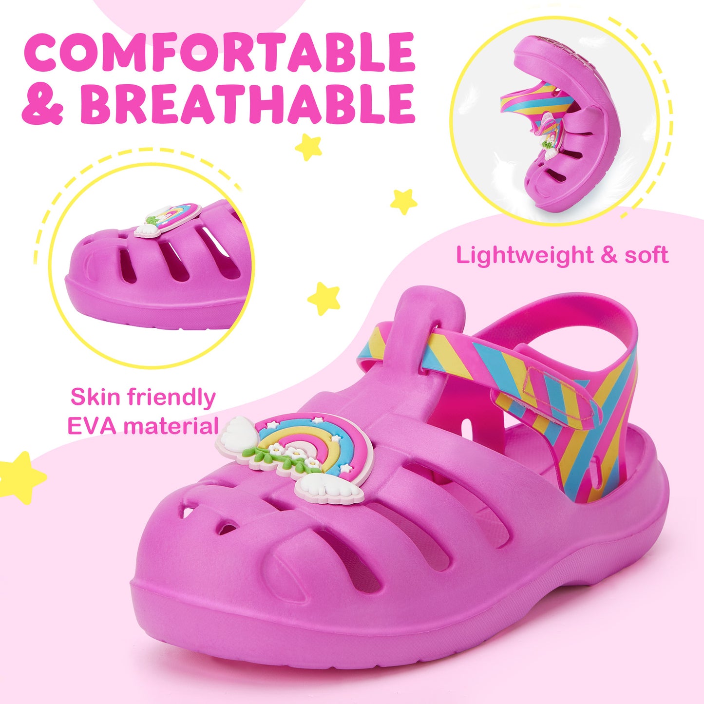kids pink rainbow wings roman sandals - fairy wing gladiator beach shoes - funcoo