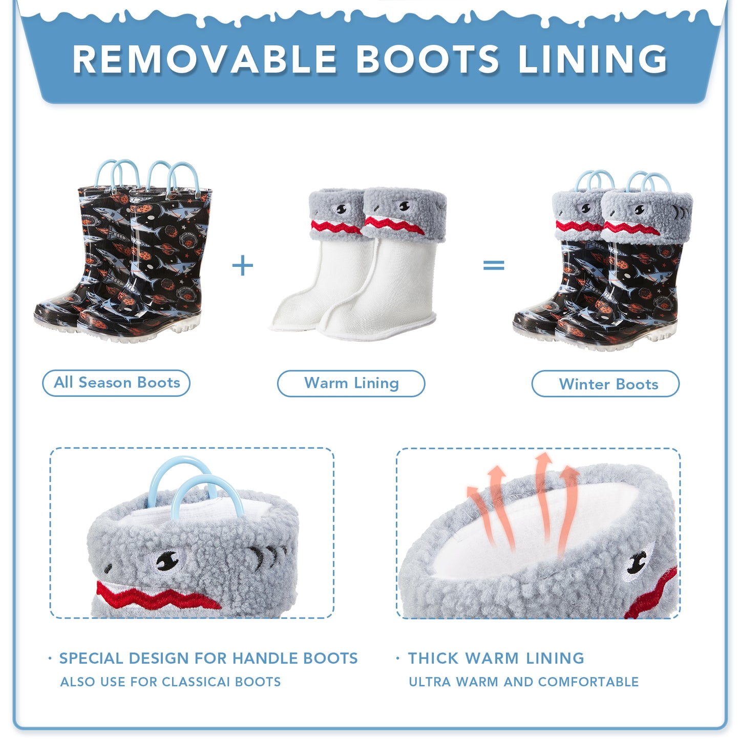 light up warm kids rain boots - funcoo