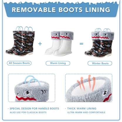 Light Up Warm Kids Rain Boots - FUNCOO