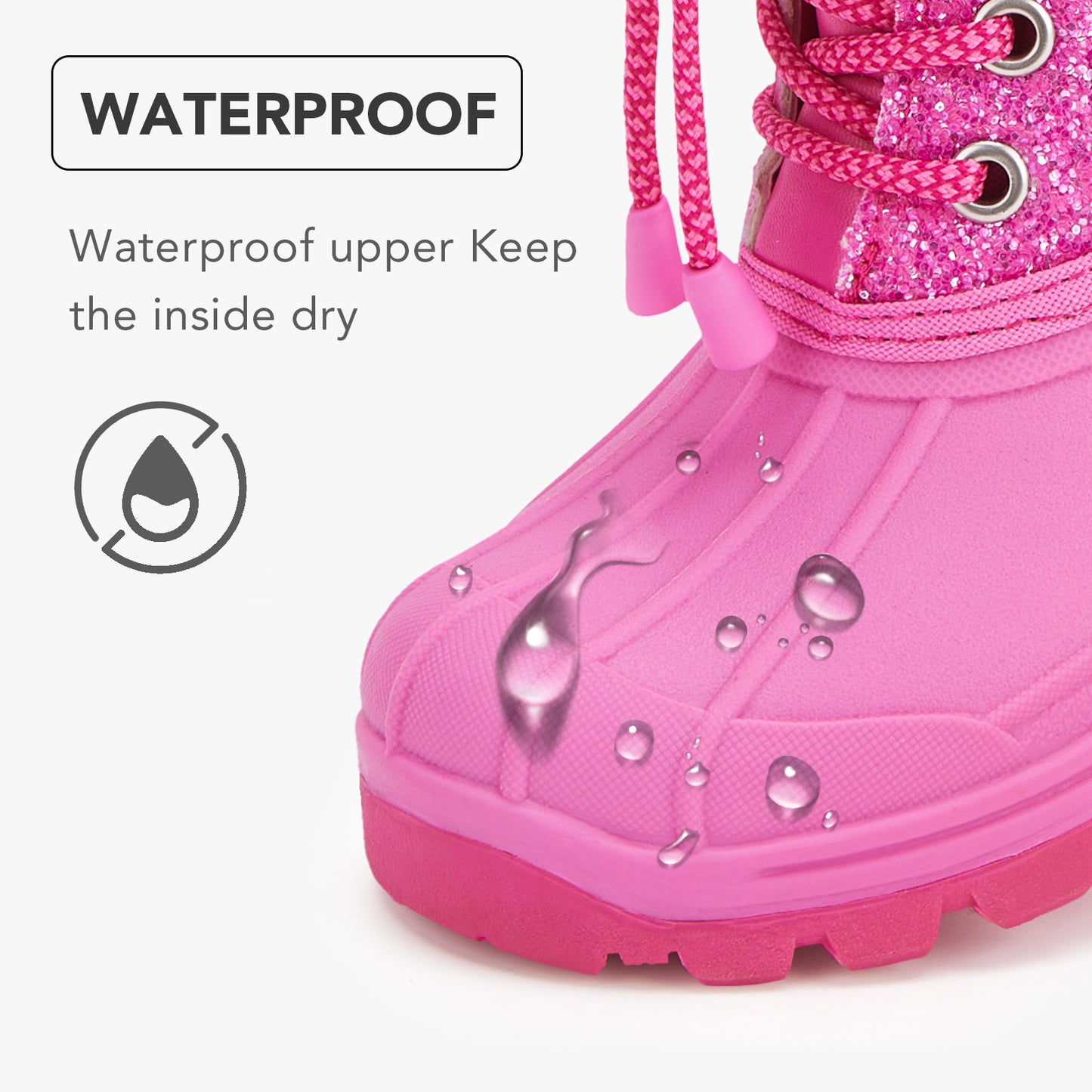 toddler girls rose-pink glitter winter snow boots