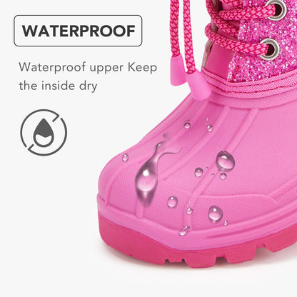 Toddler Girls Rose-pink glitter Winter Snow Boots