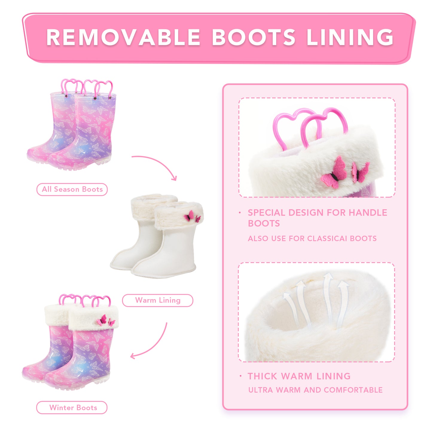 light up warm kids rain boots