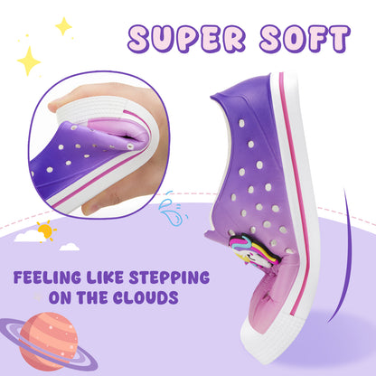 Kids Gradient Smiling Unicorn Summer Sandals - Rainbow Happy Face Beach Shoes - FUNCOO