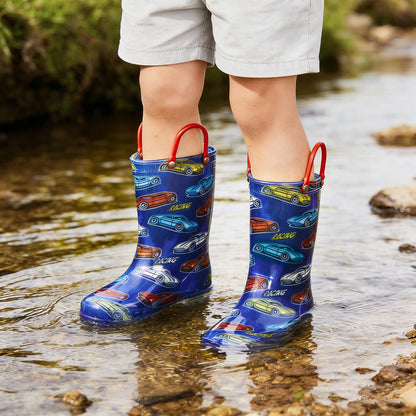Light Up Fashion Kids Rain Boots with Handles - FUNCOO