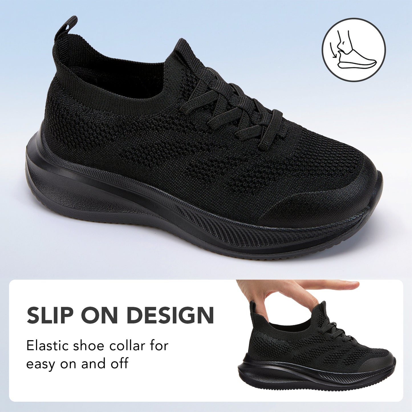 boys girls shoes unisex kids slip on school sneakers black