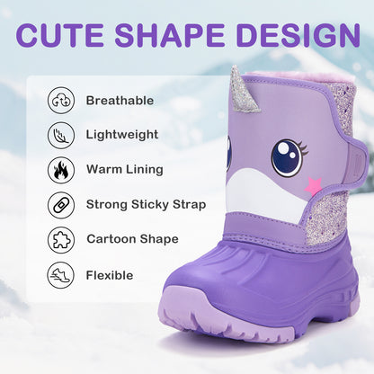 Toddler Boy Purple Narwhal Winter Snow Boots