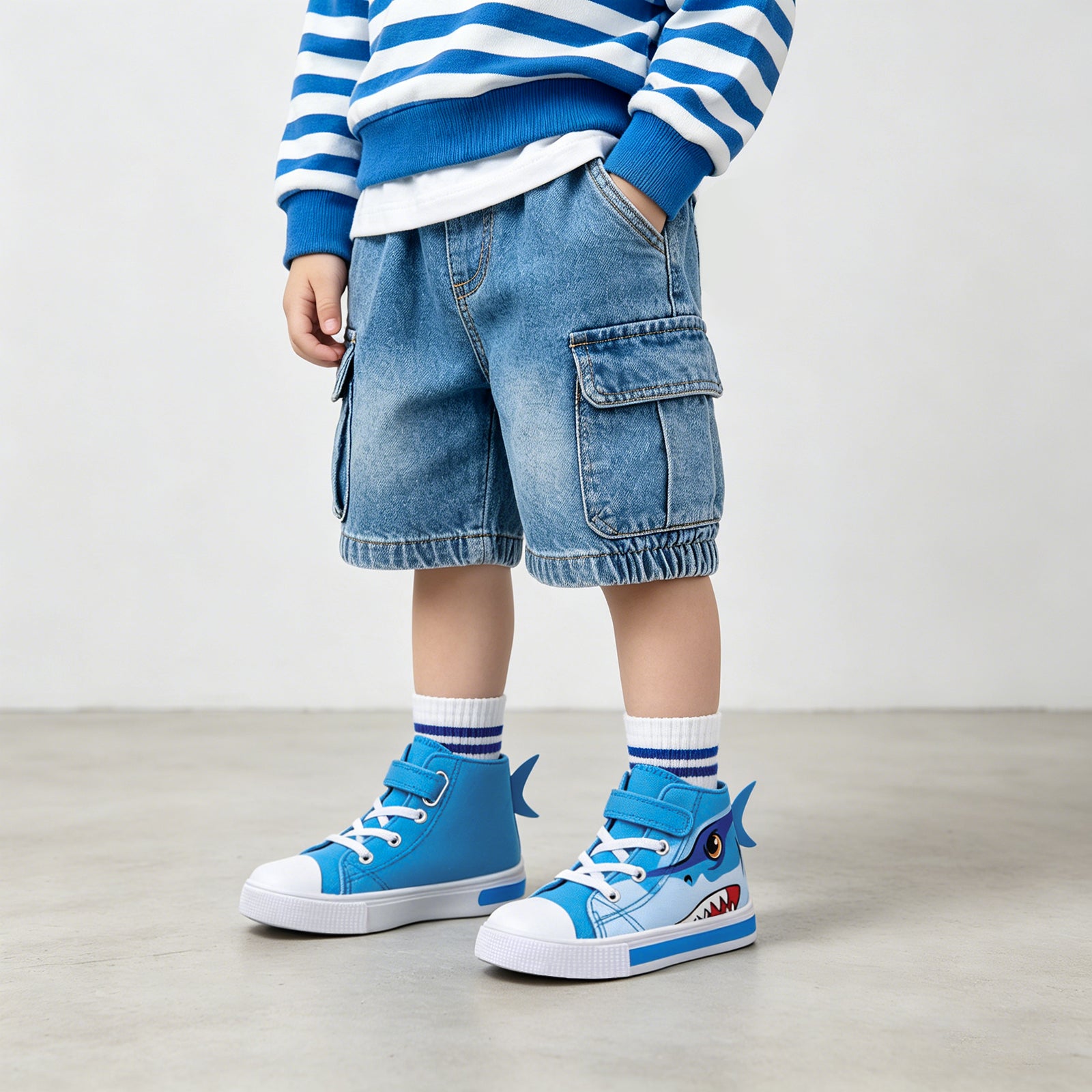 Boys Light Up High Top Canvas Sneakers - FUNCOO