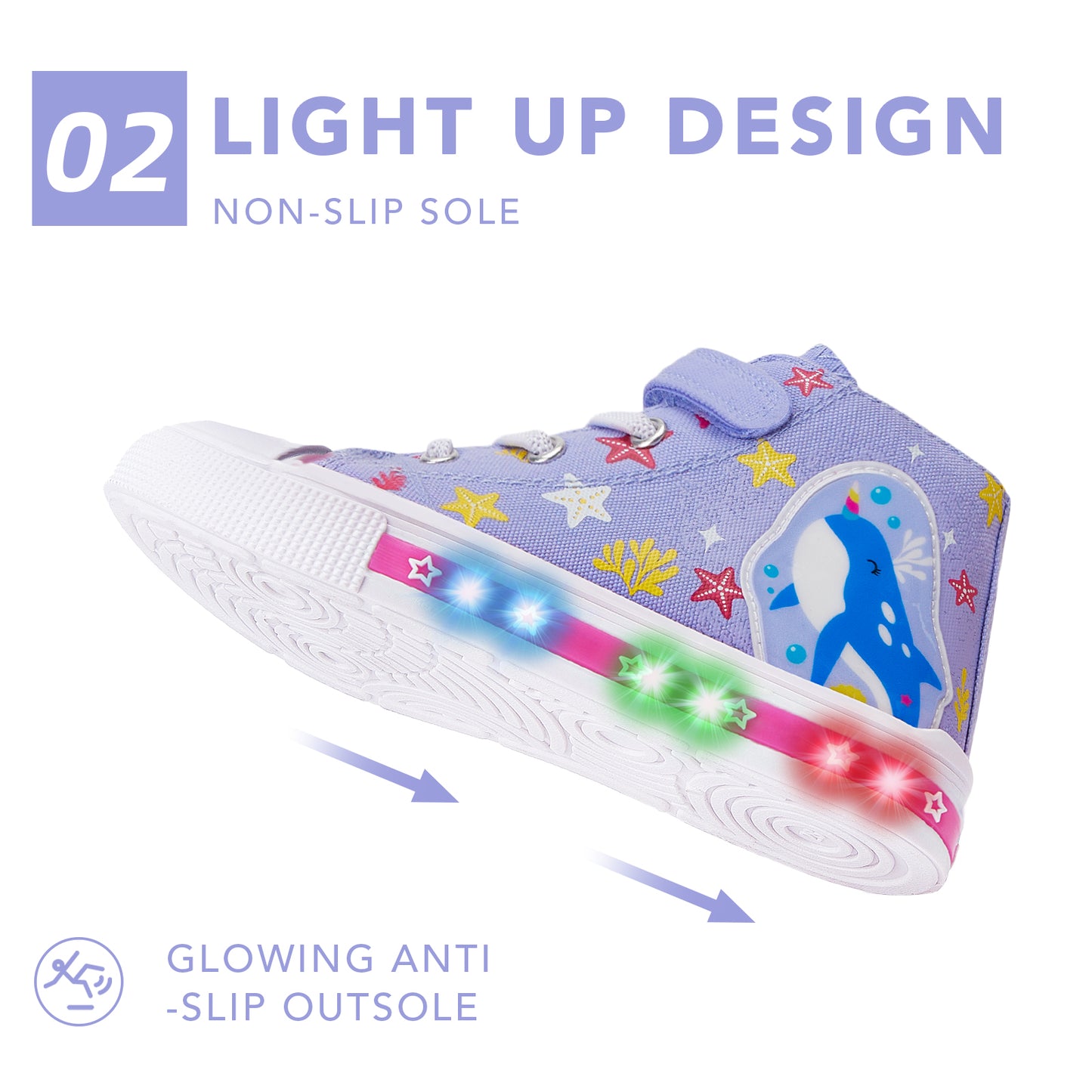 girls light up high top canvas sneakers - funcoo